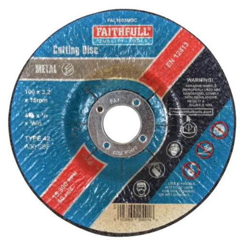 Picture of Depressed Centre Metal Cut Off Disc 100 x 3.2 x 16mm