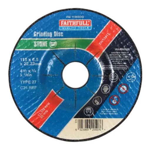 Picture of Depressed Centre Stone Grinding Disc 115 x 6 x 22.23mm