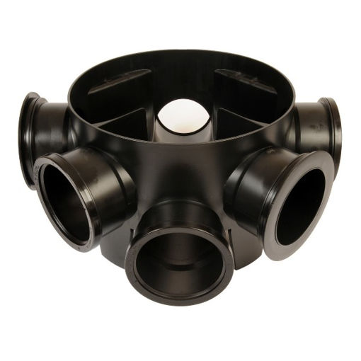 Picture of Brett Martin 315mm Dia. Shallow Access Chamber Base 190mm Invert (Inc. 2 Socket Plugs) - Black