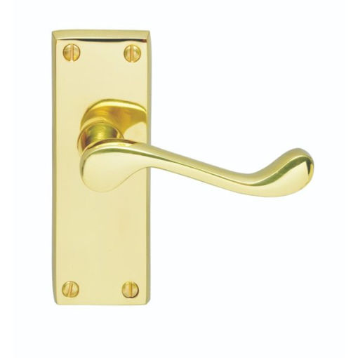 Picture of Carlisle Brass Polished Brass Contract Victorian Scroll Lever On Backplate