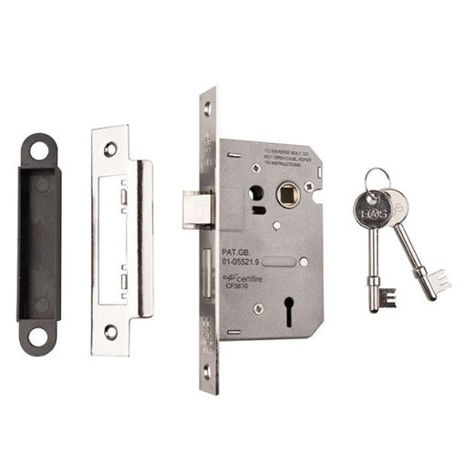 Picture of Carlisle Brass Nickel Plate EASI-T Residential 3 Lever Sashlock 64mm