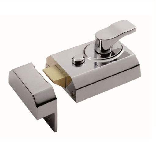 Picture of Carlisle Brass Satin Chrome Deadlocking Rim Cylinder Nightlatch 40mm