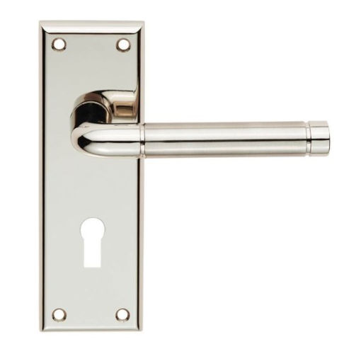Picture of Carlisle Brass Polished/Satin Nickel Serozzetta Quaranta Lock Lever On Latch Backplate