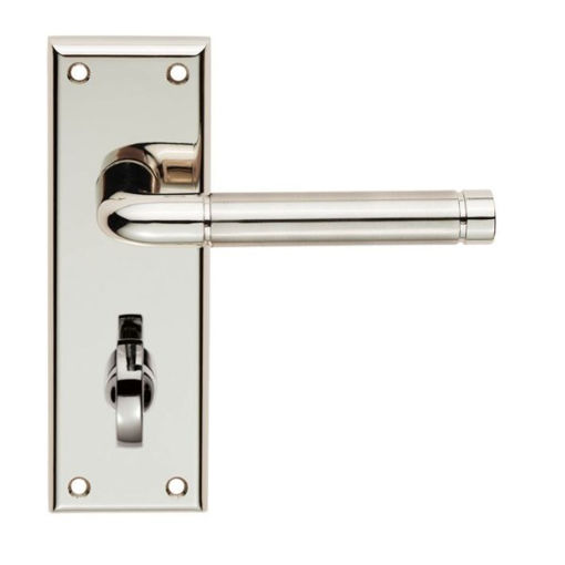 Picture of Carlisle Brass Polished/ Satin Nickel Serozzetta Quaranta Bathroom Lever On Latch BackPlate 