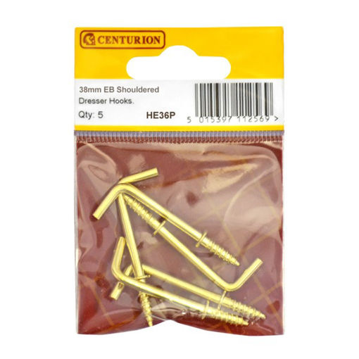 Picture of Centurion Shouldered Dresser Hooks, 38mm, Brassed