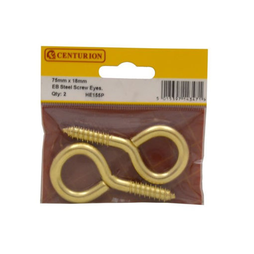 Picture of Centurion Steel Screw Eyes, 75mm x 18mm, Brassed