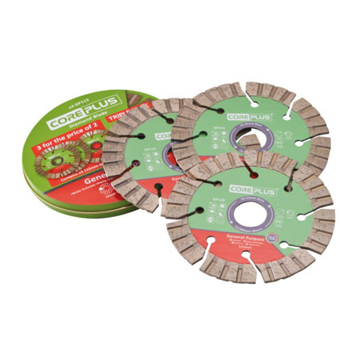 Picture of Coreplus 3 Piece 115mm (4.1/2in) Hybrid GP Diamond Blade Set