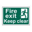 Picture of 'Fire Exit Keep Clear' Sign, Self-Adhesive Semi-Rigid PVC (300mm x 200mm)