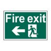 Picture of 'Fire Exit Running Man Arrow Left' Sign, Self-Adhesive Semi-Rigid PVC (300mm x 200mm)