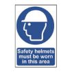 Picture of ‘Safety Helmets Must Be Worn In This Area’ Sign, Self-Adhesive Semi-Rigid PVC (200mm x 300mm)