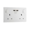 Picture of Double socket with USB - 800 Series White Moulded