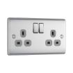 Picture of Double Socket - Brushed Steel - Grey Insert