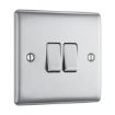 Picture of Single, Double Light Switch, 2 Way - Brushed Steel