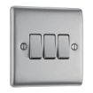 Picture of Single, Triple Light Switch, 2 Way - Brushed Steel