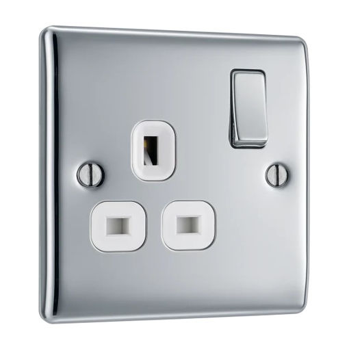 Picture of Single Socket - Polished Chrome - White Insert