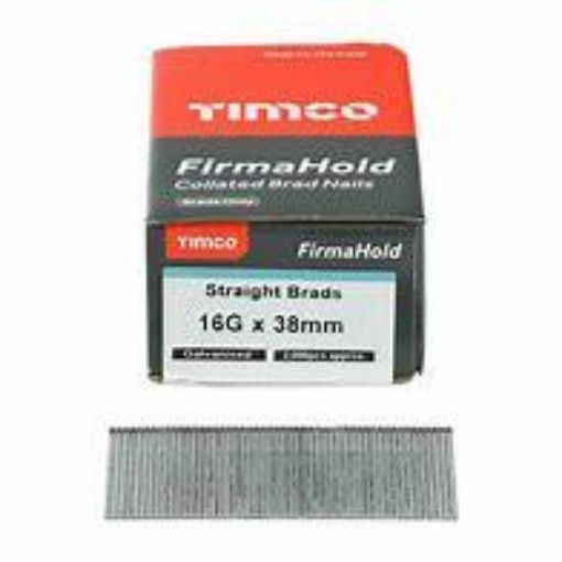 Picture of 16g x 38 FirmaHold Collated Brad Nails - 16 Gauge - Straight - Galvanised