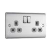 Picture of Double Socket - Brushed Steel - Grey Insert