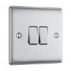 Picture of Single, Double Light Switch, 2 Way - Brushed Steel