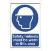Picture of ‘Safety Helmets Must Be Worn In This Area’ Sign, Self-Adhesive Semi-Rigid PVC (200mm x 300mm)