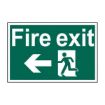 Picture of 'Fire Exit Running Man Arrow Left' Sign, Self-Adhesive Semi-Rigid PVC (300mm x 200mm)