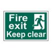 Picture of 'Fire Exit Keep Clear' Sign, Self-Adhesive Semi-Rigid PVC (300mm x 200mm)