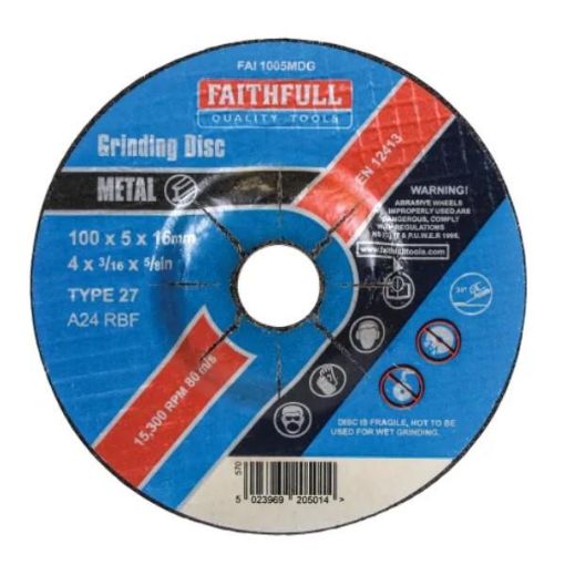 Picture of FAITHFULL GRINDING DISC METAL 100 x 5 x 16mm FAI1005MDG