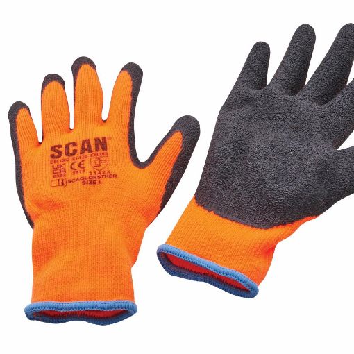 Picture of SCAN  DIPPED GLOVES 3pk THERMAL LATEX  XMS25GLTH3