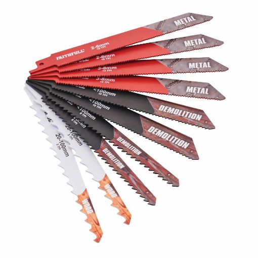 Picture of FAITHFULL 10pce SABRE SAW SET 150mm CARDED XMS25SABRE 