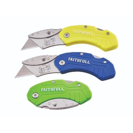 Picture of FAITHFULL HI-VIS FOLDING UTILITY KNIFE